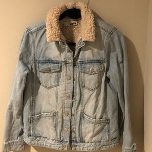 Topshop Sherpa lined light denim jacket